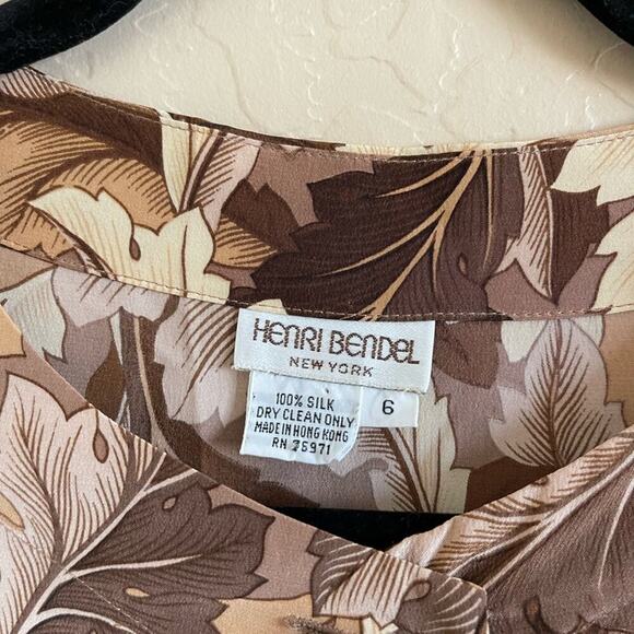 Henri Bendel 100% Silk Neutral Leaves Drape Long Cardigan Jacket Topper S - Picture 6 of 6